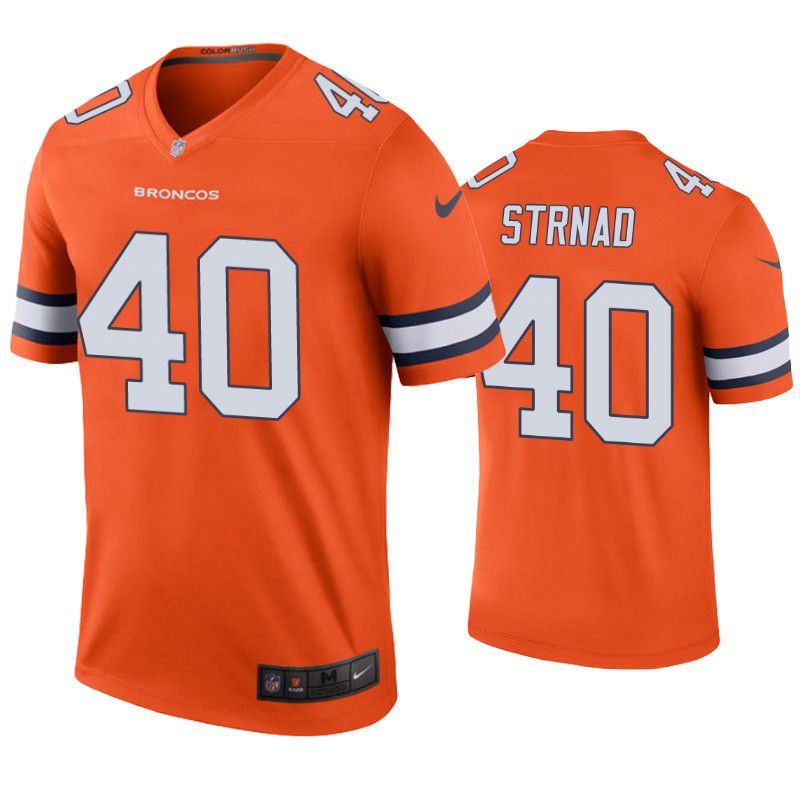 Men Denver Broncos 40 Justin Strnad Nike Orange Color Rush Legend NFL Jersey